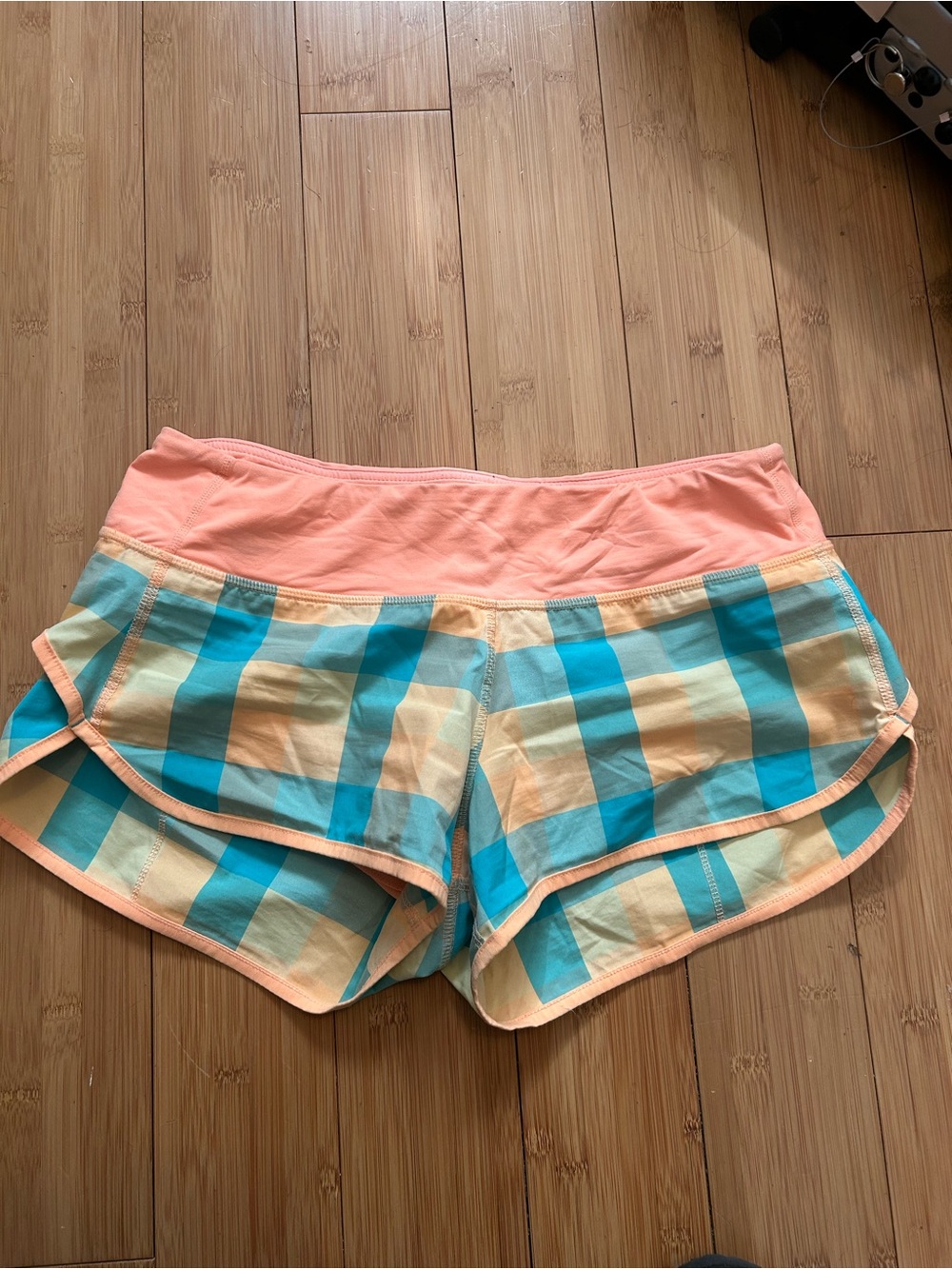 Lululemon Peach Plaid Performance Shorts